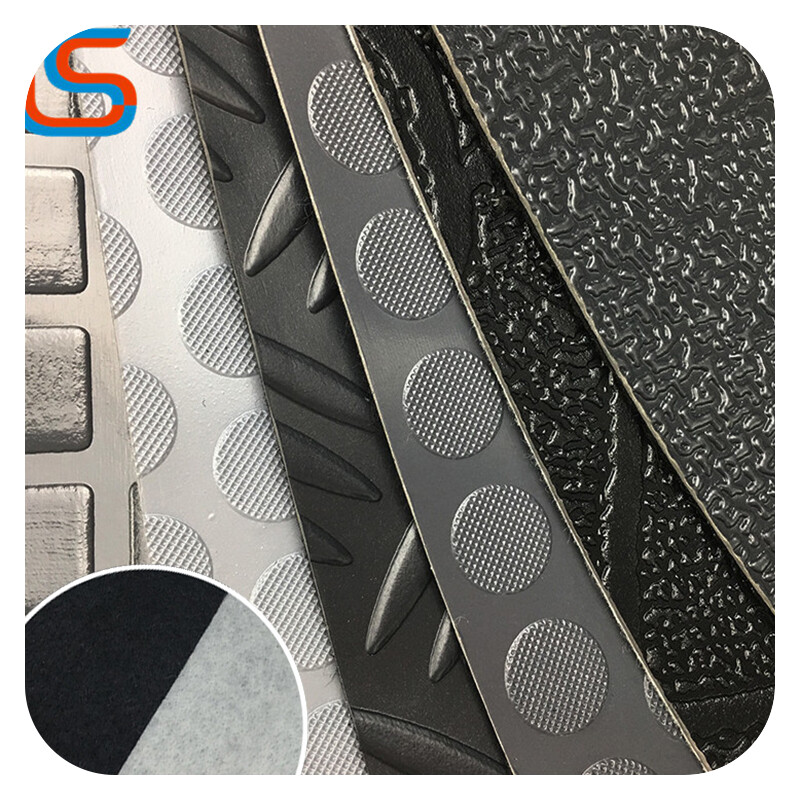 LS00070 Outdoor Workshop Industrial Flooring - PVC Roll Leather with Steel Plate Texture, Heavy-Duty & Scratchproof