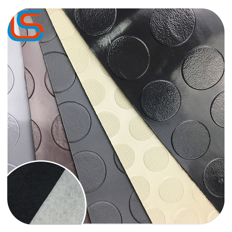 LS00071 Industrial-Style PVC Roll Flooring - Steel Plate Design, High Abrasion Resistance for Outdoor Workshop Floors