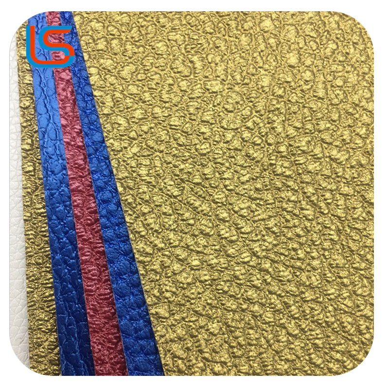 ls00077-78-Metallic Gold/Silver Litchi Embossed Leather – Vintage Texture, Modern Shine