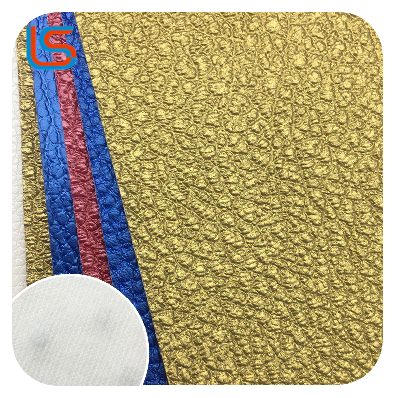ls00077-78-Metallic Gold/Silver Litchi Embossed Leather – Vintage Texture, Modern Shine
