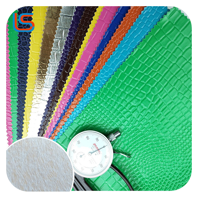 HC#U 0.9MM & 1.0MM PVC Artificial Leather - Crocodile Emboss, High-Gloss Surface for Luggage
