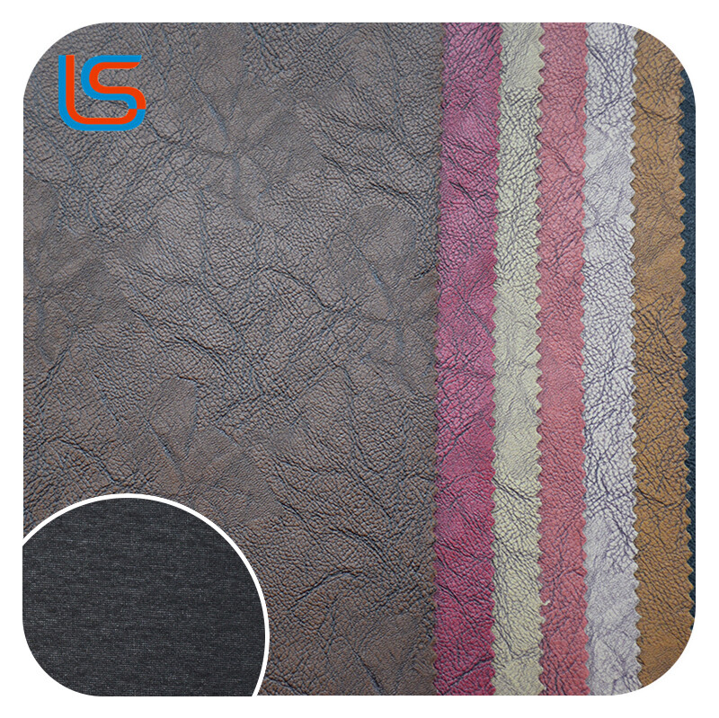 HC#N Distressed Leather for Decorative Sofa Soft Panel Fleece Base Weathered Texture