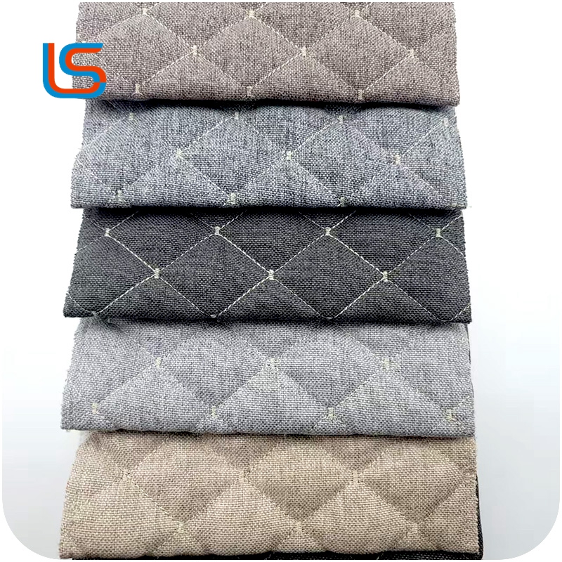 MSBO-8 Linen Filled Velvet Sofa Cover with Embroidery - Anti-Slip Washable Universal Fit for Living Room Home Decor