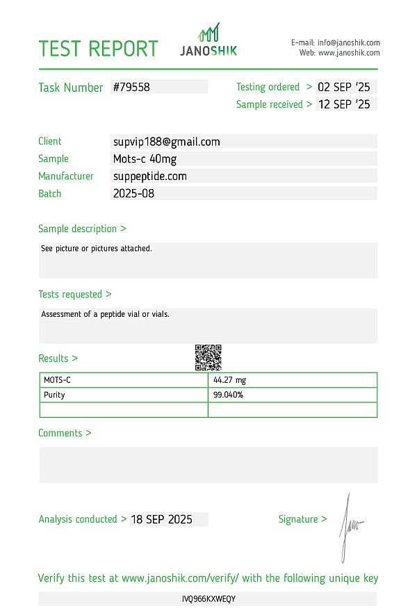 Test Report #79558(MOTS-C 40)