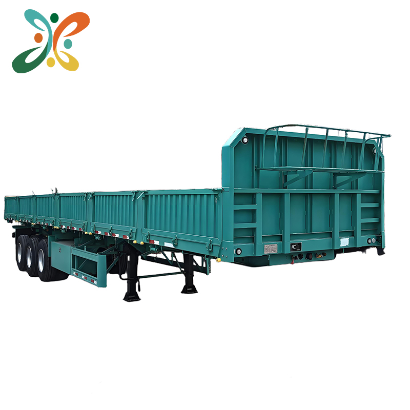 New 40Ft Flatbed Semi-Trailers Steel Aluminium Box Trailers for Bulk Cargo Transportation Drop Side Sidewall Factory