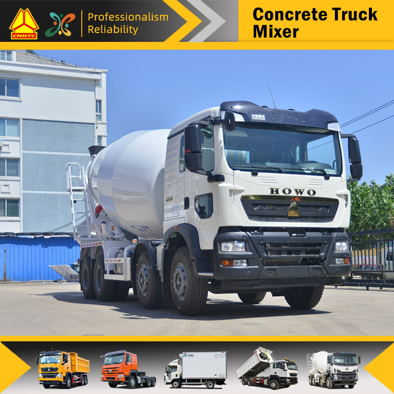 HOWO 6X4 8x4 8cbm 9cbm 371HP Hydraulic Discharge Drum Concrete Cement Mixer Truck with Pump Motor Engine Core Components