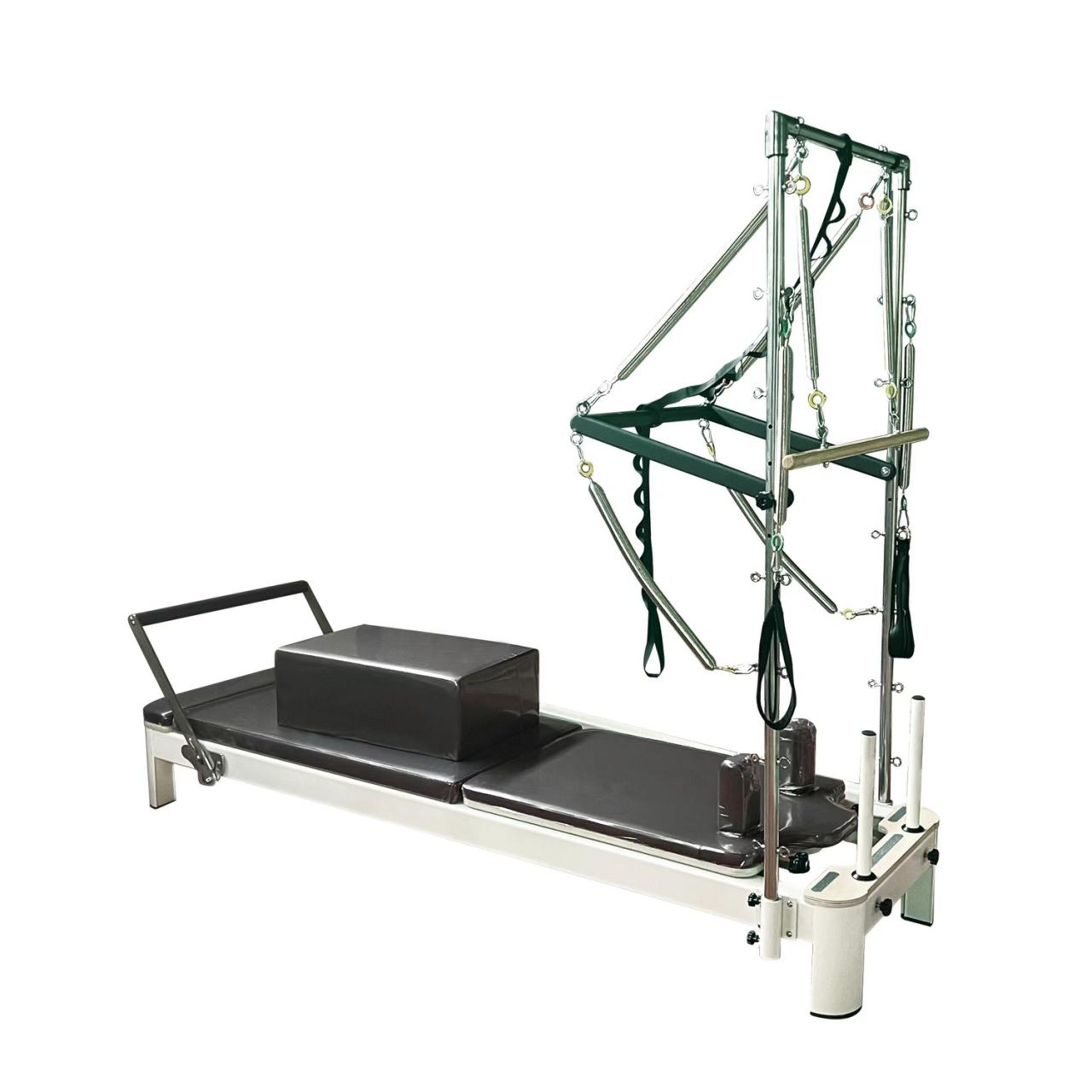White Aluminium Alloy Pilates Reformer with Half- Tower