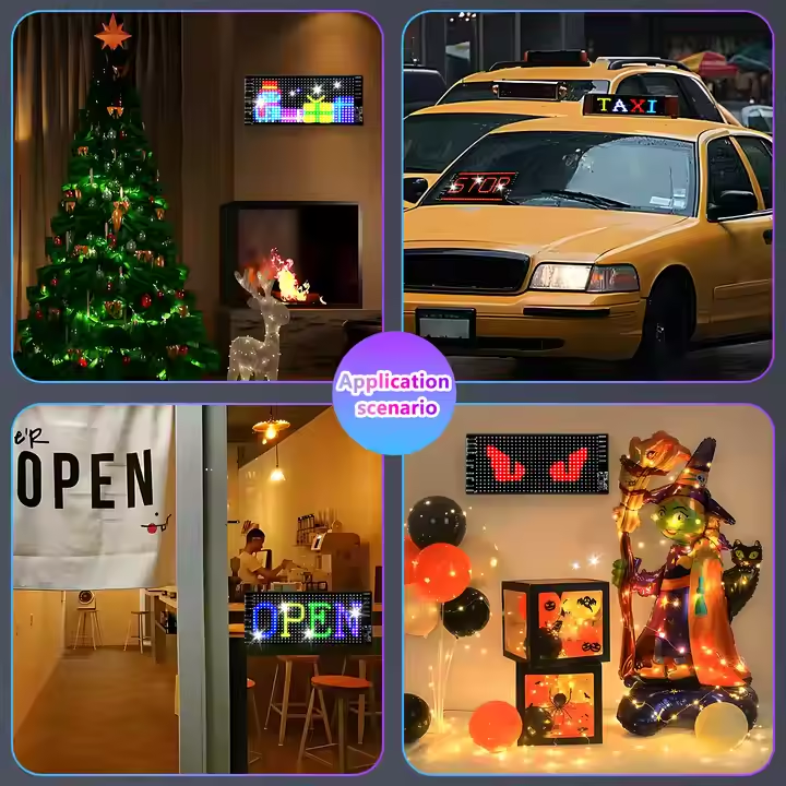 Advertising scrolling programmable LED car signage waterproof material flexible LED display car shop bar application editorial signage