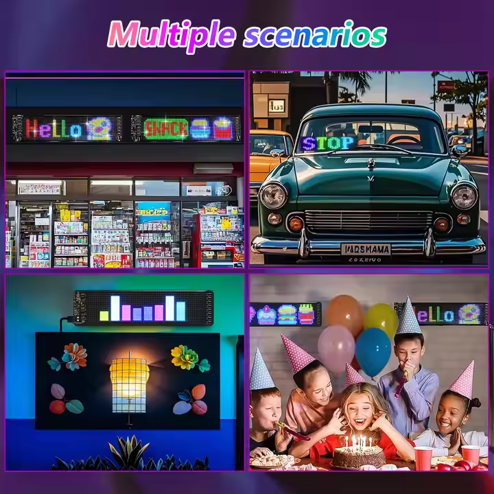 Advertising scrolling programmable LED car signage waterproof material flexible LED display car shop bar application editorial signage