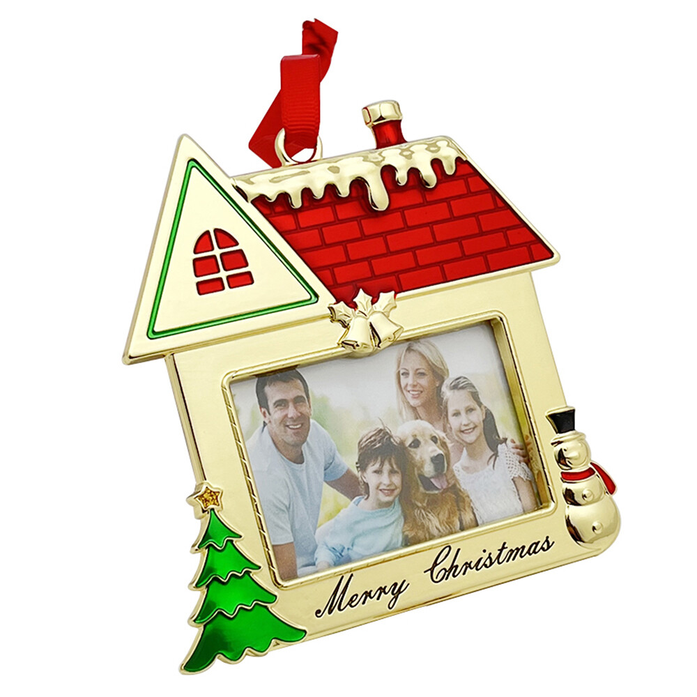 Family House Christmas Ornaments with Photo Frame Picture Frame Ornaments for Tree