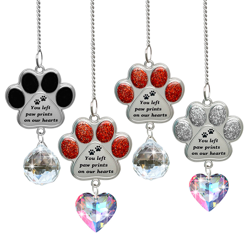 Metal Pet Memorial Paw Print Suncatcher, Dog Memorial Gifts