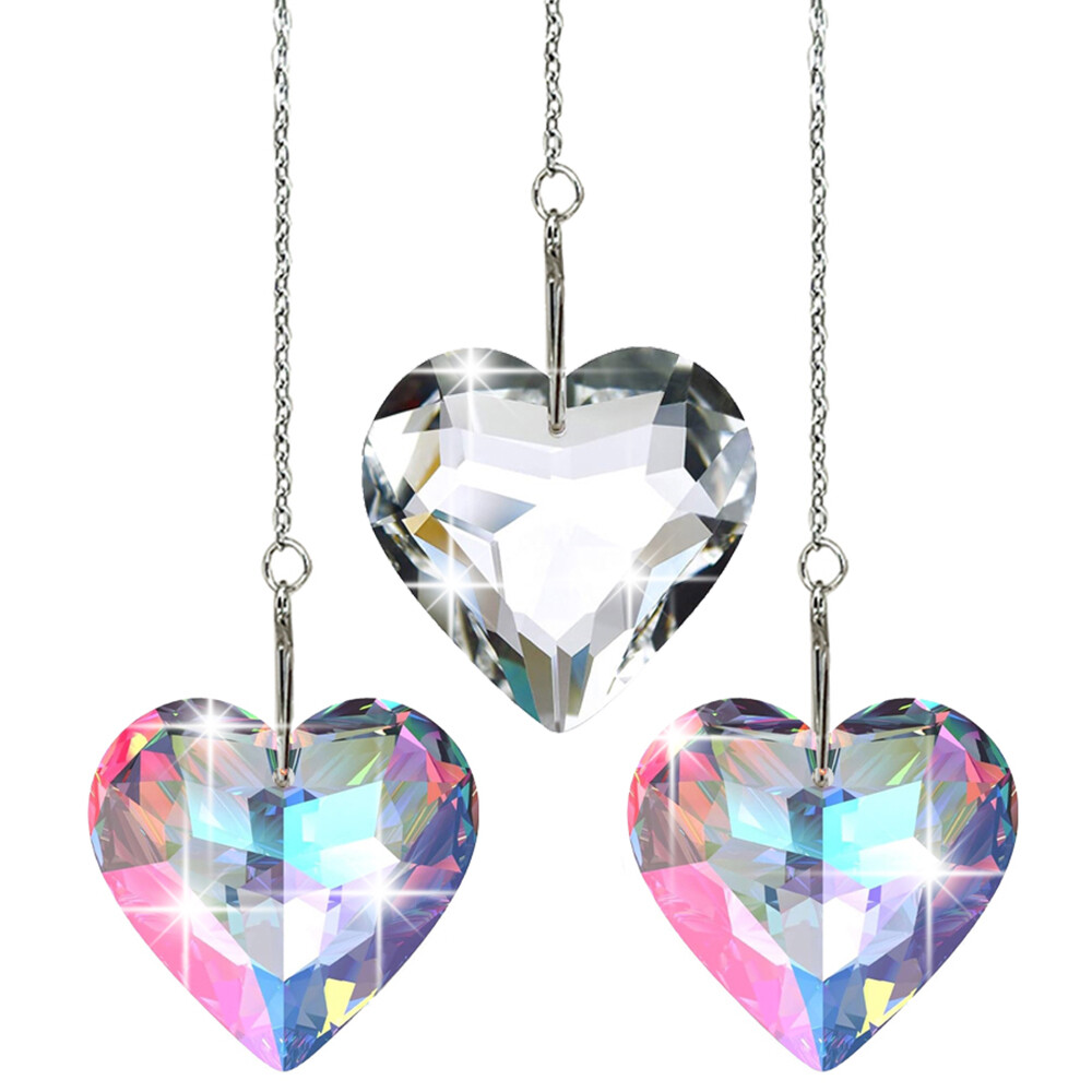 Color Crystal Heart Suncatchers Rainbow Maker Prism Outdoor Indoor Hanging Window Decoration