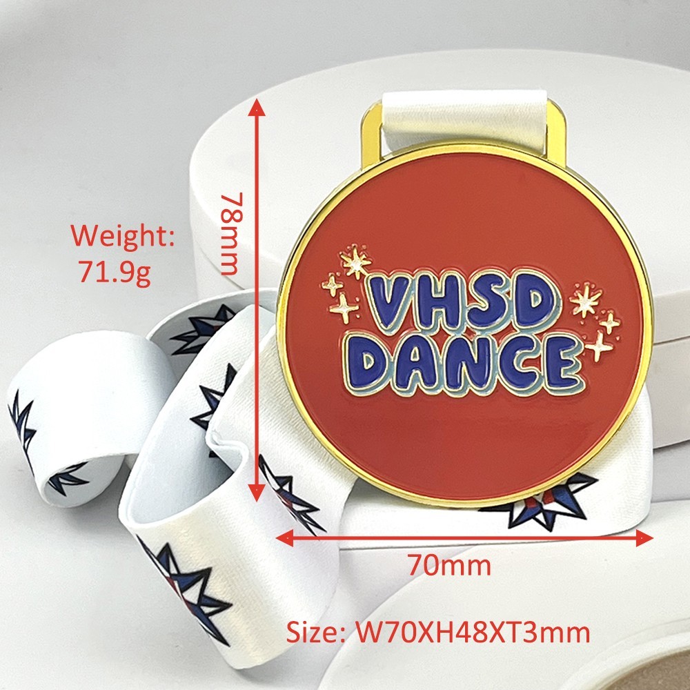 Custom VHSD DANCE Gold Medal – Zinc Alloy Gold Plated | Multi-Color Enamel Design | Dance Competition Award