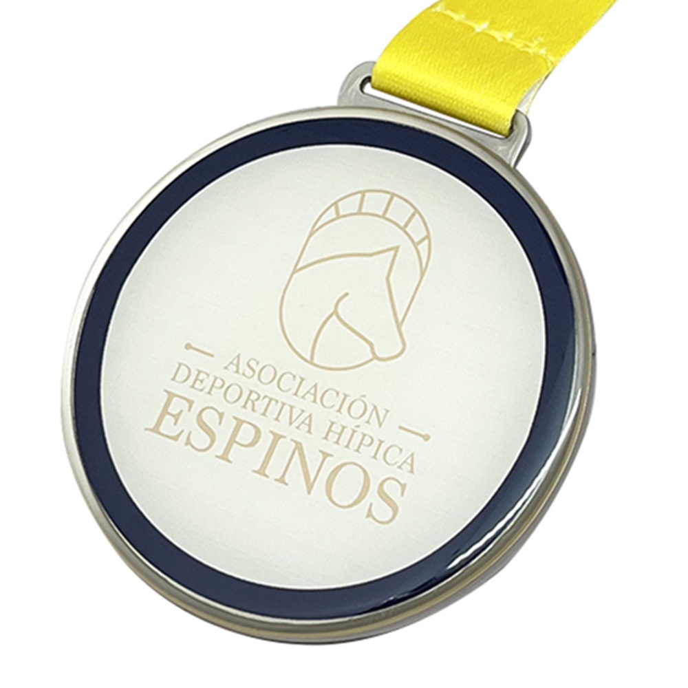 Custom Pearl Nickel Insert Medal – Zinc Alloy Plated | Double-Sided Epoxy Dome Sticker Design | Equestrian Event Award