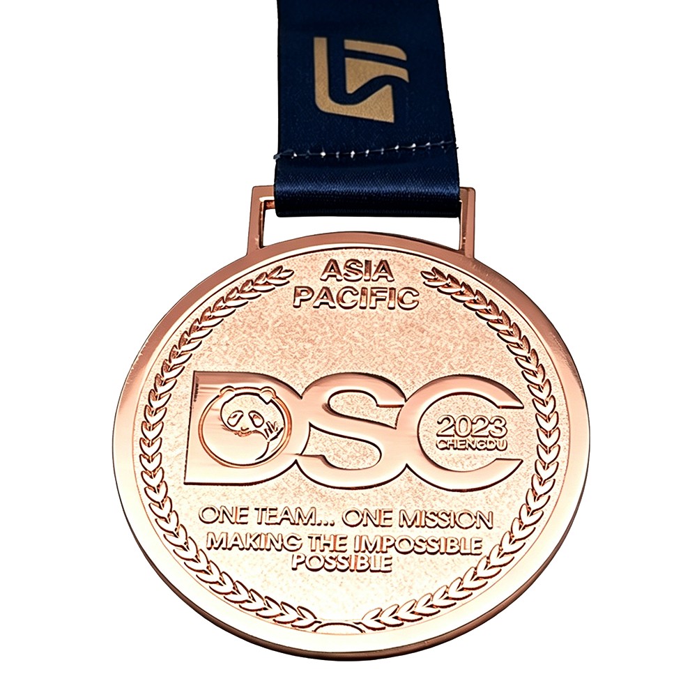 Custom Rose Gold Plated Medal – Zinc Alloy Die-Cast with Raised Text & Logo | Asia Pacific Theme | Corporate Award