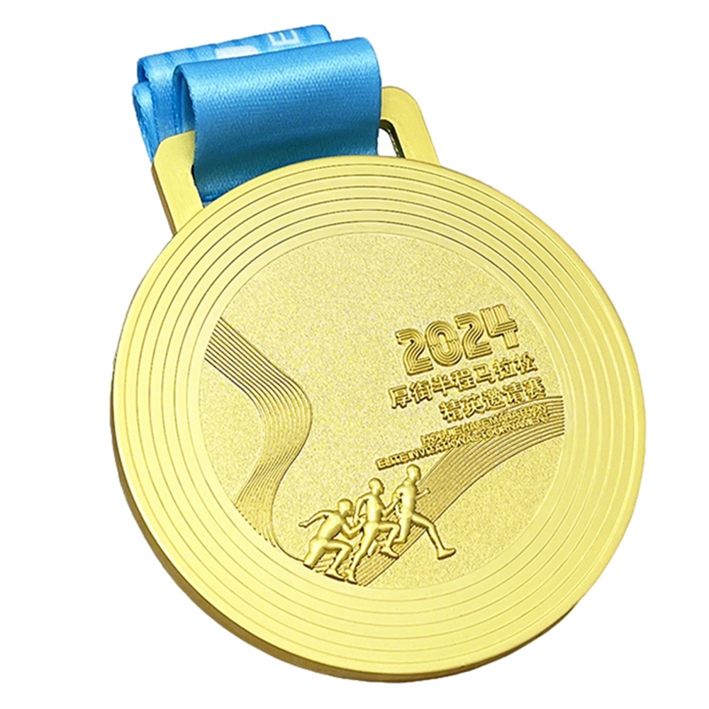 Custom Gold Marathon Finisher Medal – Zinc Alloy Gold Plated | 21.0975km Half Marathon Design | Race Award