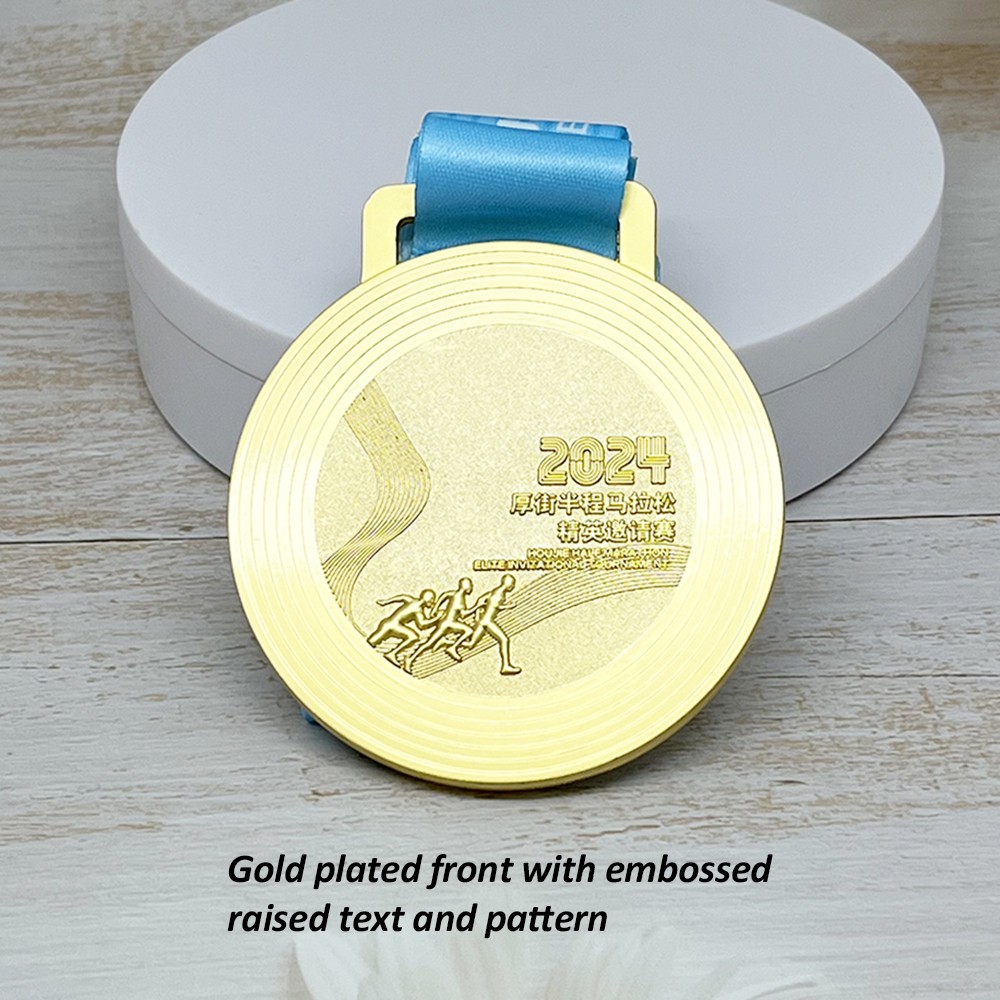 Custom Gold Marathon Finisher Medal – Zinc Alloy Gold Plated | 21.0975km Half Marathon Design | Race Award