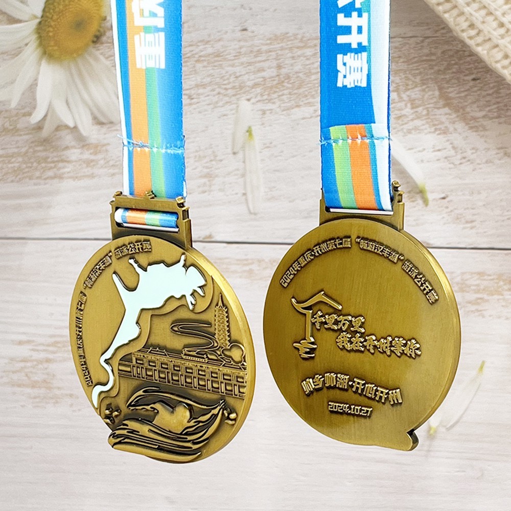 Custom Swimming Open Antique Bronze Medal – Zinc Alloy Die-Cast | Kaizhou China Event Theme | Swim Competition Award
