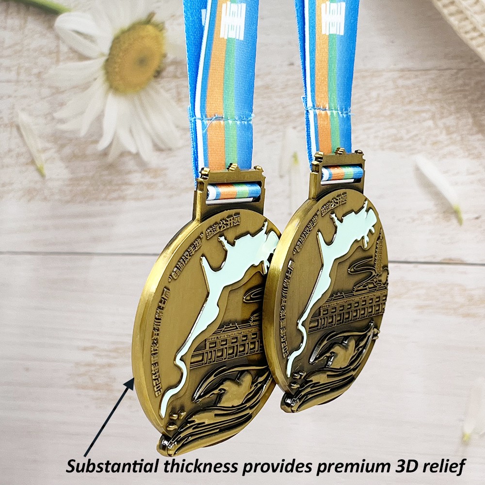 Custom Swimming Open Antique Bronze Medal – Zinc Alloy Die-Cast | Kaizhou China Event Theme | Swim Competition Award