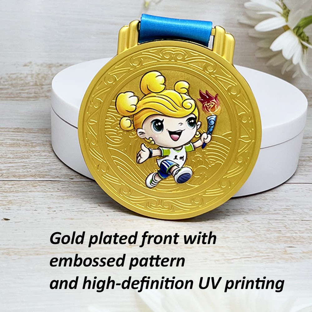 Custom National Fitness Games Gold Medal – Zinc Alloy Gold Plated | UV Printed Character Design | Sports Event Award