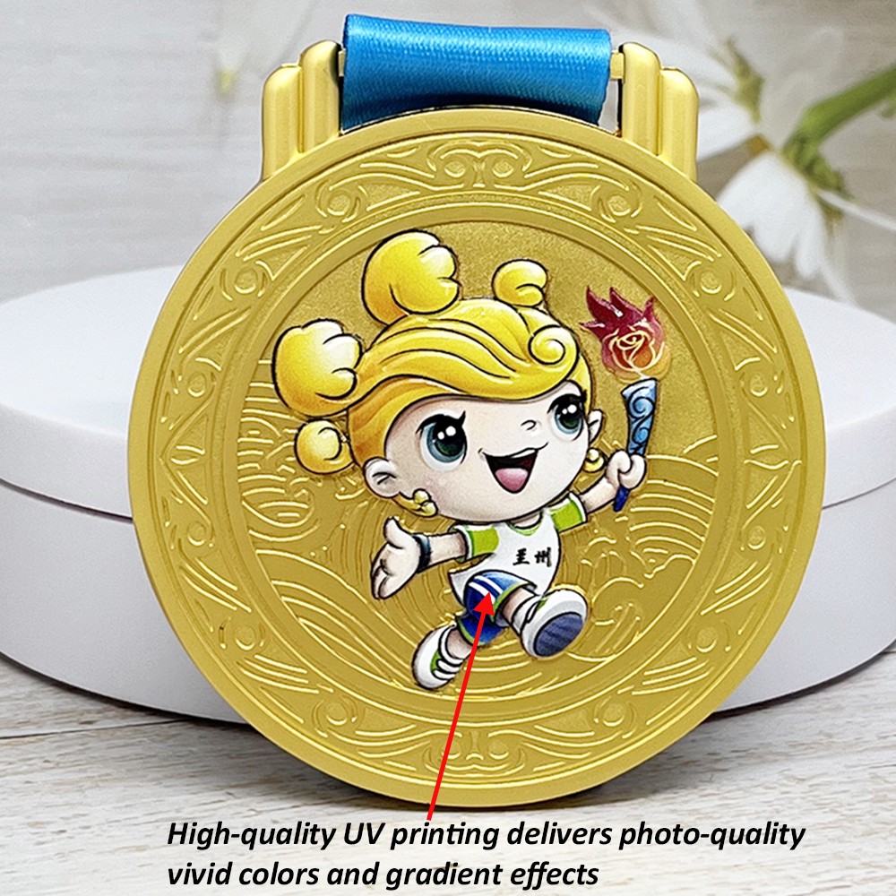 Custom National Fitness Games Gold Medal – Zinc Alloy Gold Plated | UV Printed Character Design | Sports Event Award
