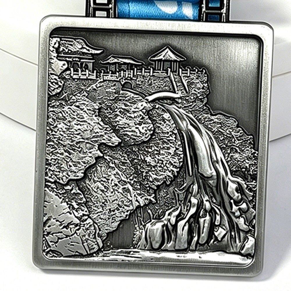 Custom Taroko Gorge Marathon Finisher Medal – Zinc Alloy Antique Silver Plated | Canyon Relief Landscape | 5K Event Commemorative Award