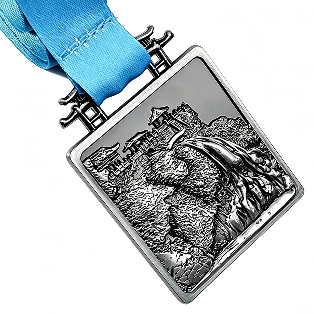 Custom Taroko Gorge Marathon Finisher Medal – Zinc Alloy Antique Silver Plated | Canyon Relief Landscape | 5K Event Commemorative Award