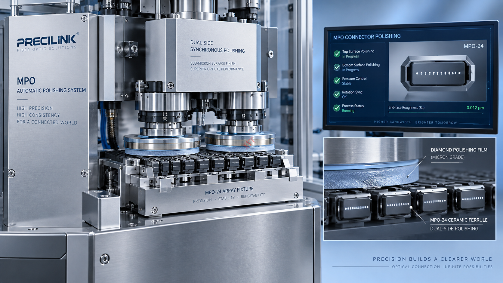What is the typical polishing cost per unit for mass MPO production in 2026?