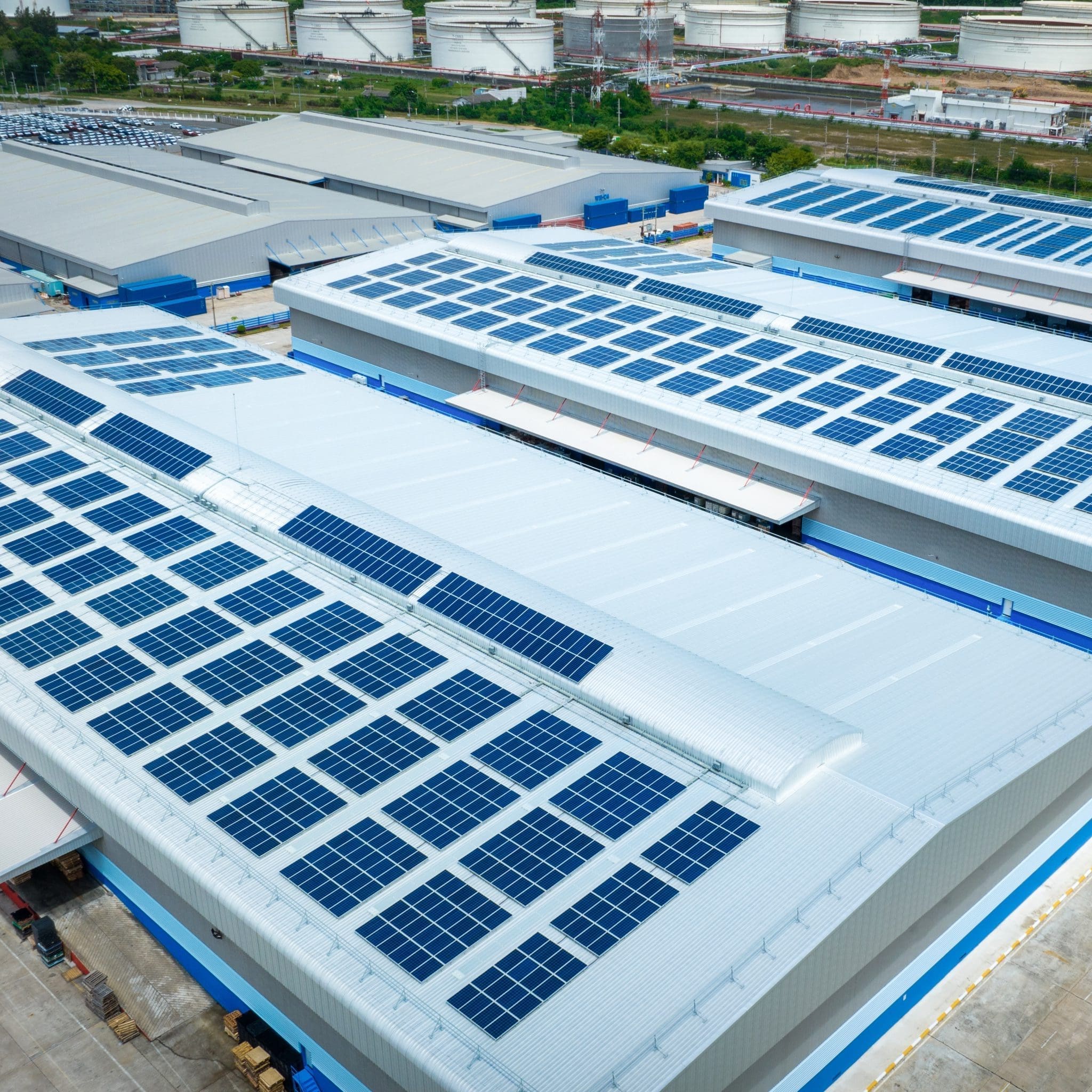 Transform the factory's empty roof into a power station