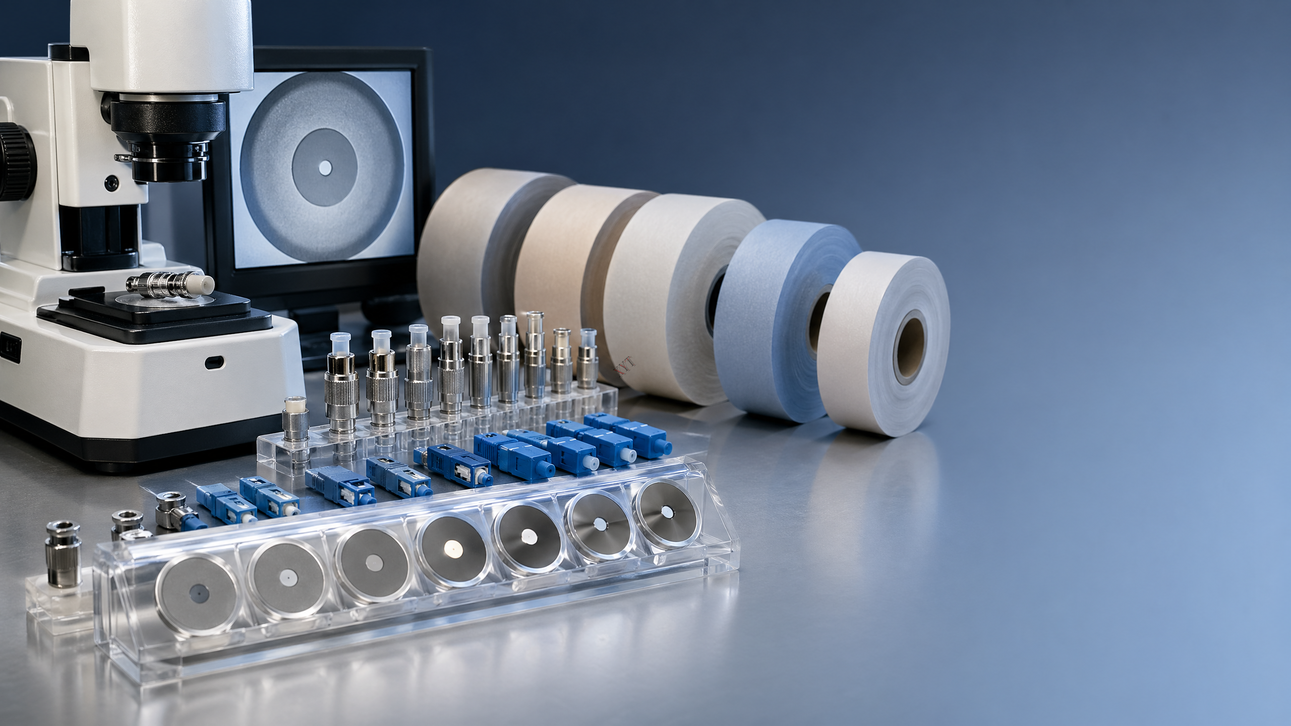 Lapping film grades that change connector polishing results