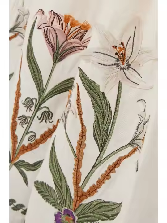 Women's skirt spring embroidery elasticated waist long floral chiffon skirt