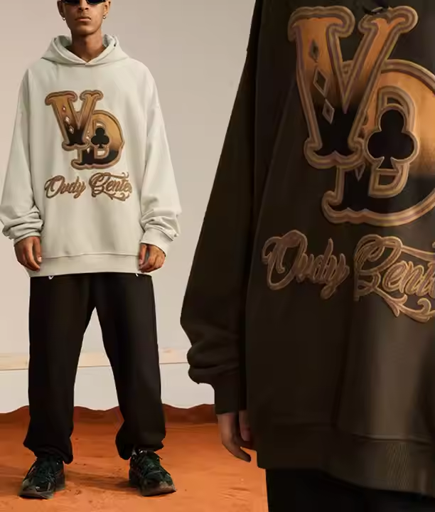 custom men's high quality 100% cotton casual street sweatshirt unisex custom bubble print fashion hoodie