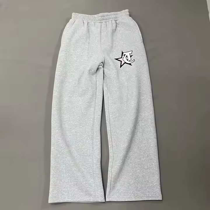 Men's jogger grey sweatpants women's cotton flared pants custom heavyweight loose wool sweatpants