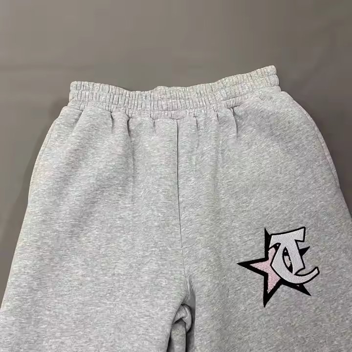 Men's jogger grey sweatpants women's cotton flared pants custom heavyweight loose wool sweatpants