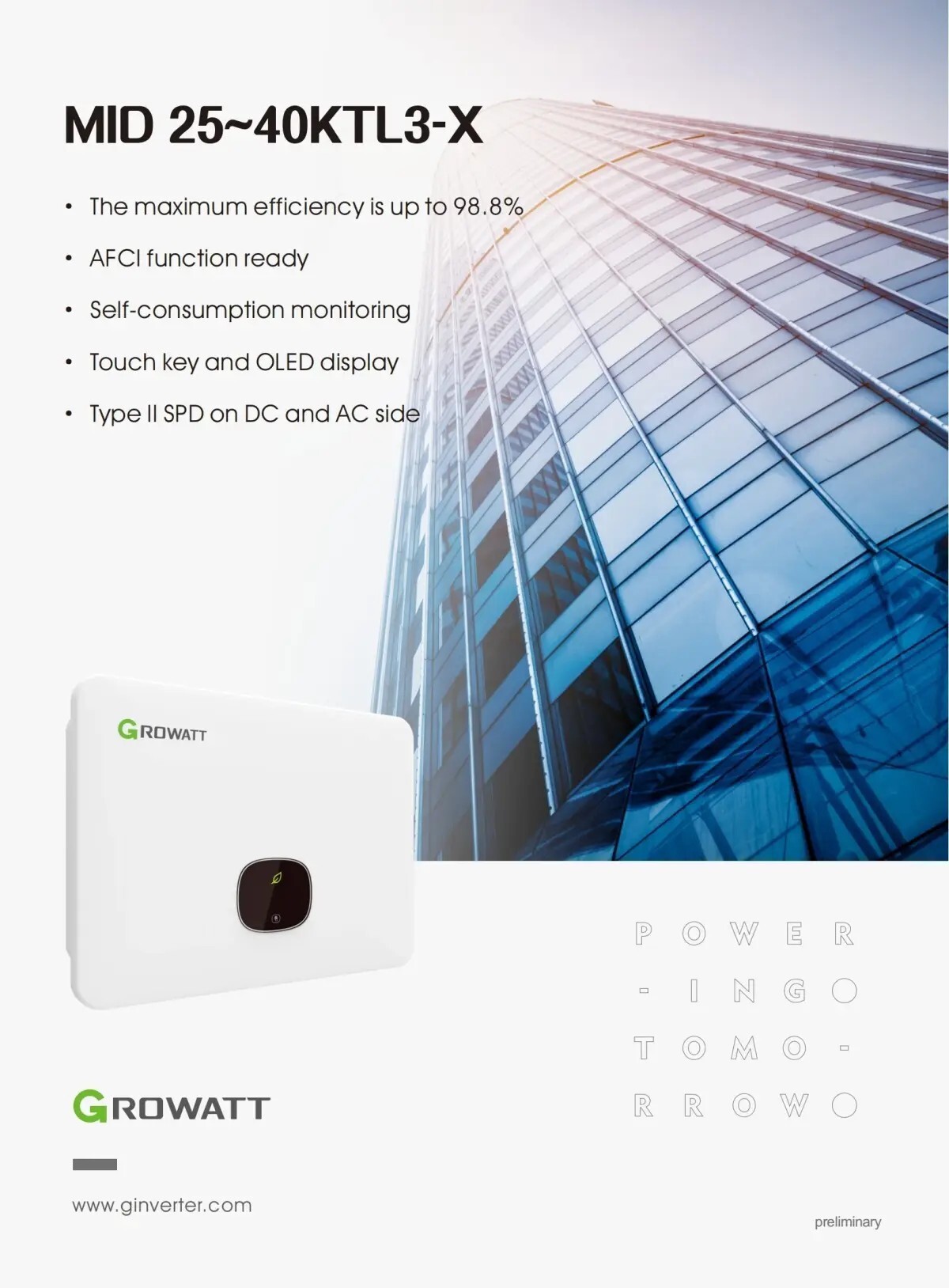 On grid PV inverter-Commercial & Industrial PV Inverter-MID25~40KTL3-X 1