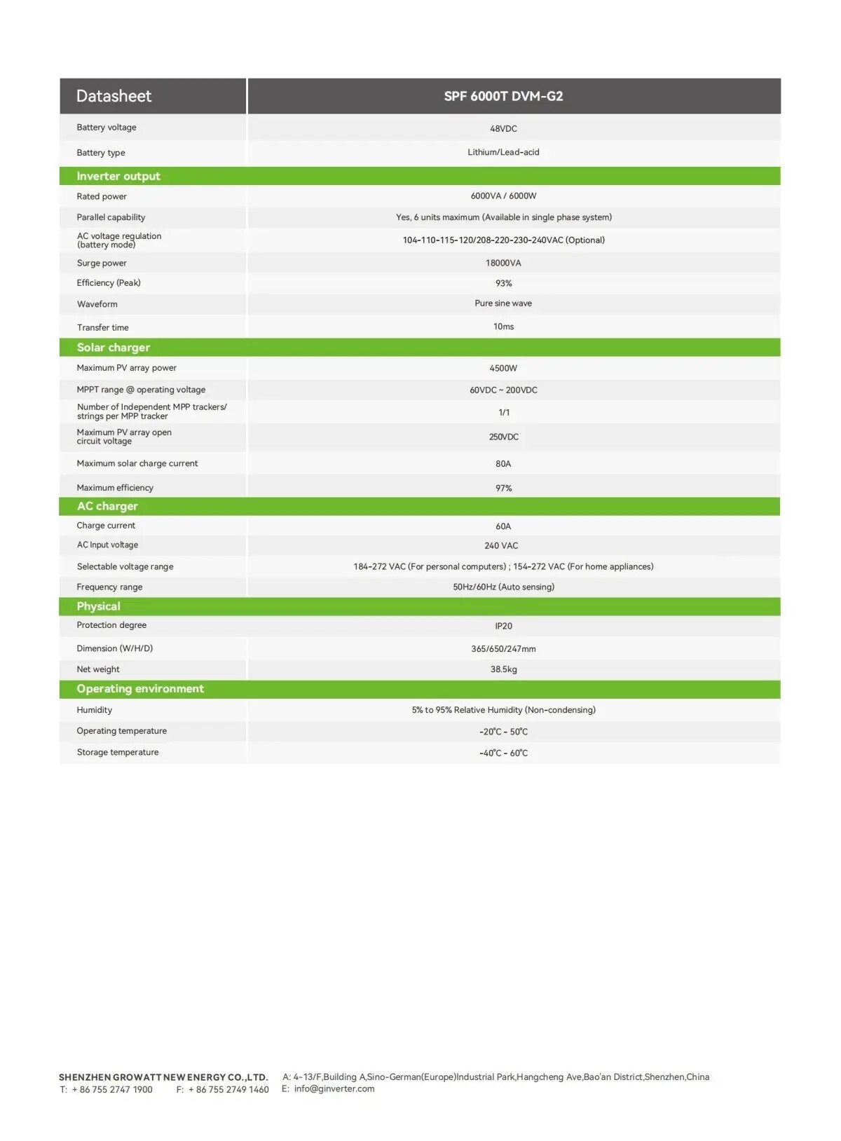 Off-Grid storage Inverter-Split Phase Off-Grid-SPF 6000T DVM-G2 2