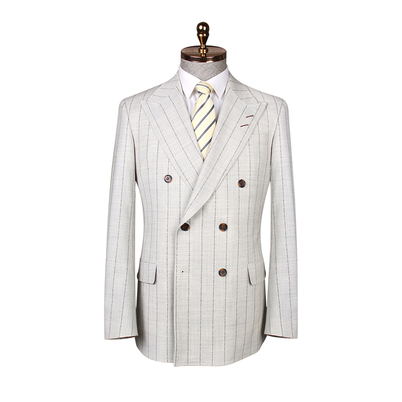 100% linen suit men's double breasted suit