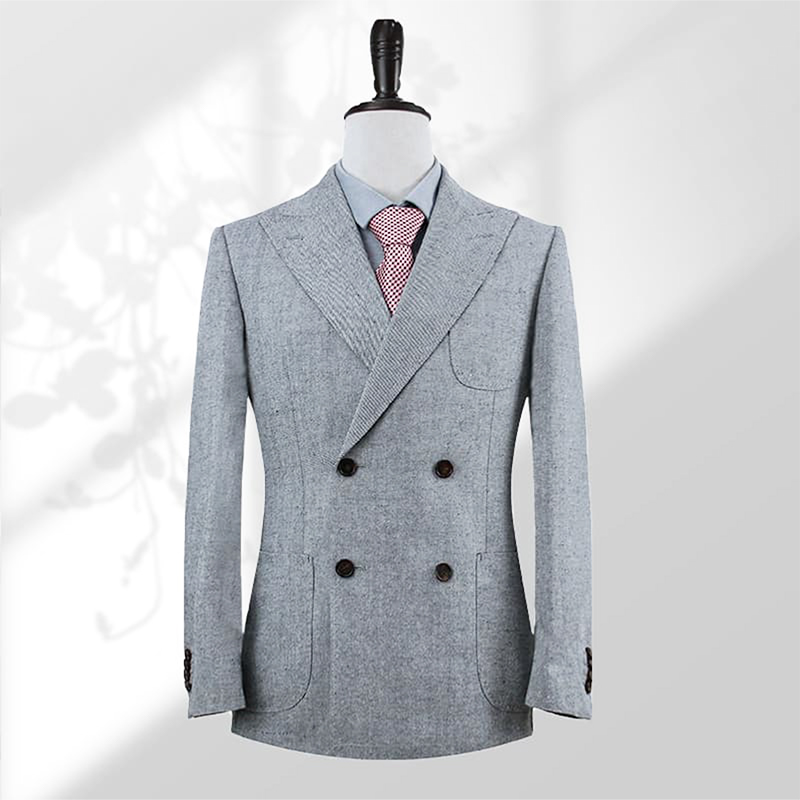 100% linen suit men's double breasted suit