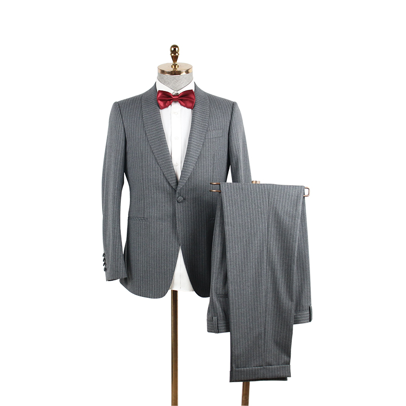 Dark grey striped suit Set