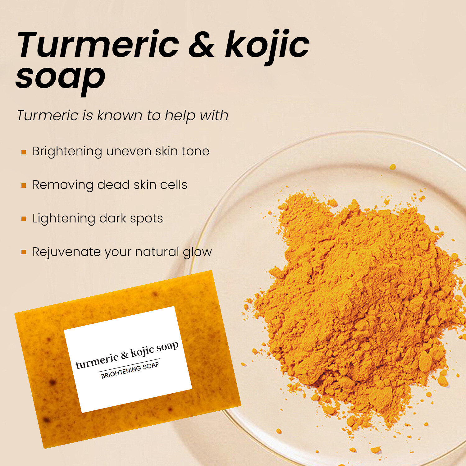 Cross-border foreign trade European and American TK style turmeric soap, lemon soap, kojic acid soap, ginger handmade cold-process soap, bath soap, facial soap