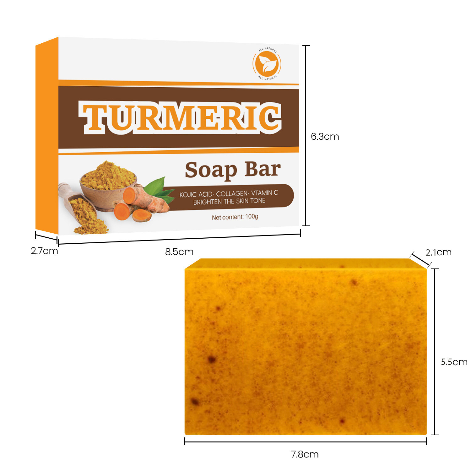 Cross-border foreign trade European and American TK style turmeric soap, lemon soap, kojic acid soap, ginger handmade cold-process soap, bath soap, facial soap