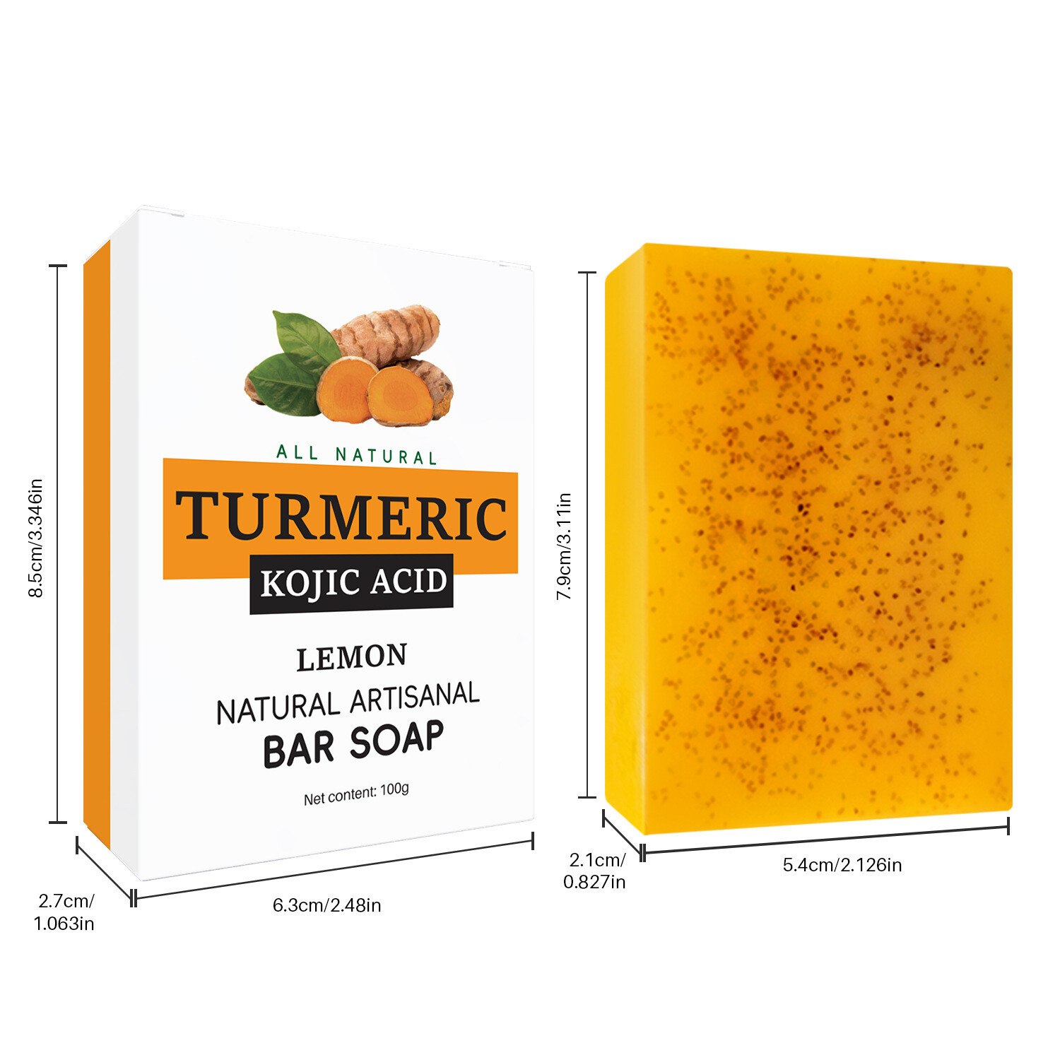 Cross-border foreign trade European and American TK style turmeric soap, lemon soap, kojic acid soap, ginger handmade cold-process soap, bath soap, facial soap