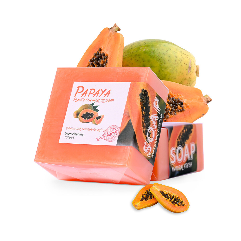 Cross-border foreign trade soap, papaya shampoo soap essence, black hair handmade soap, moisturizing and smoothing hair care soap, shampoo soap