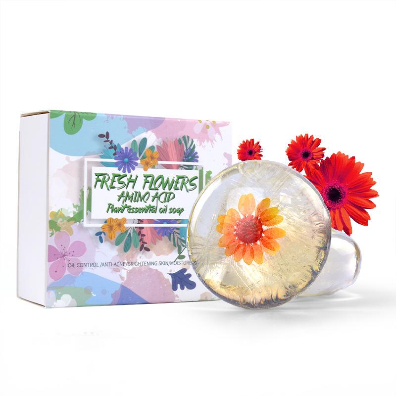 Cross-border foreign trade soap, red chrysanthemum soap essence, black hair handmade soap, moisturizing and smoothing hair care soap, shampoo soap