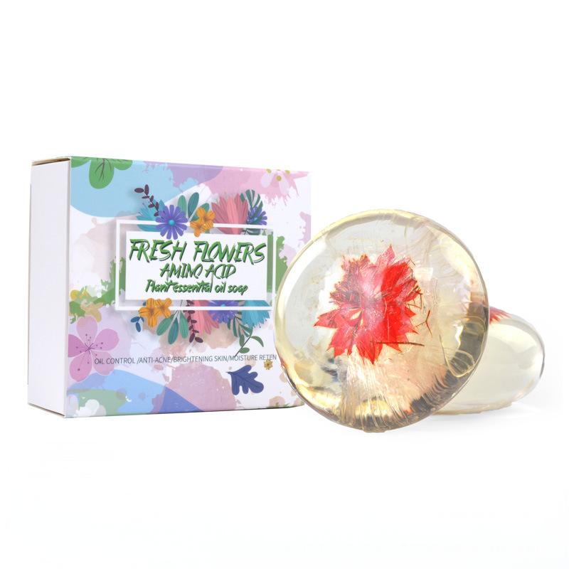 Cross-border foreign trade soap, red grass flower soap essence, black hair handmade soap, moisturizing and smoothing hair care soap, shampoo soap