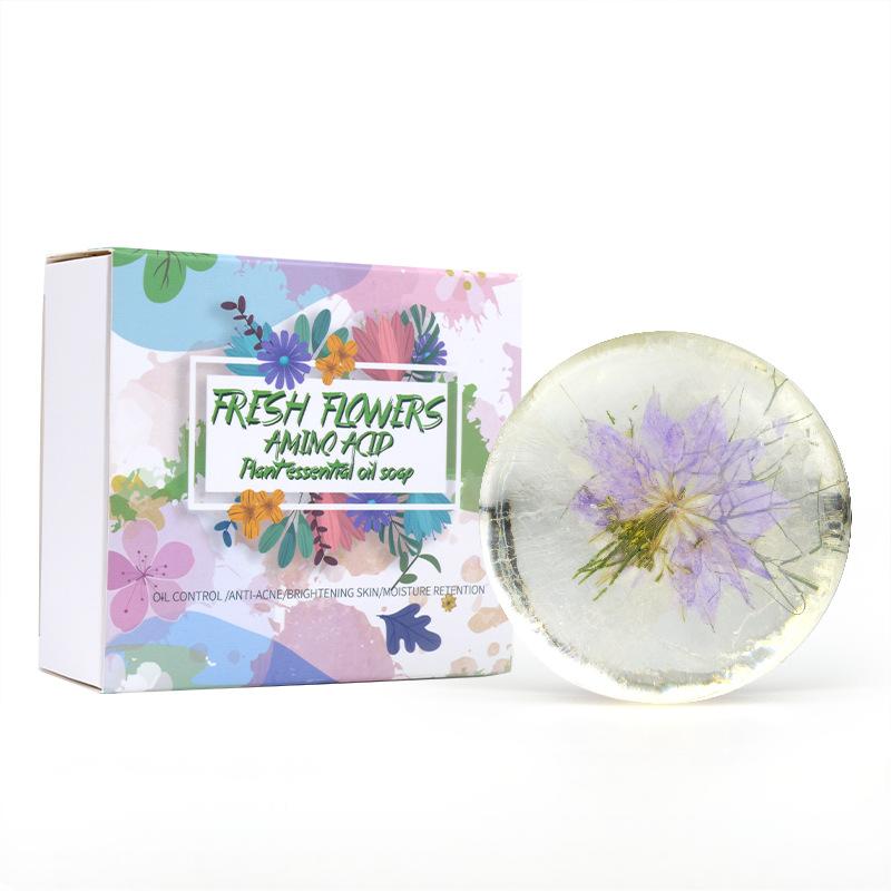 Cross-border foreign trade soap, purple grass flower shampoo soap essence, black hair handmade soap, moisturizing and smoothing hair care soap, shampoo soap