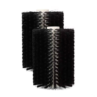 Shaft wall guides: elevator brush rolls