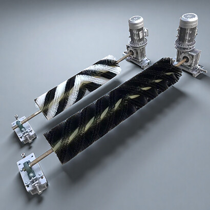 Belt conveyor cleaner rotating wire brush