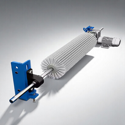 Conveyor belt rotary brush cleaner