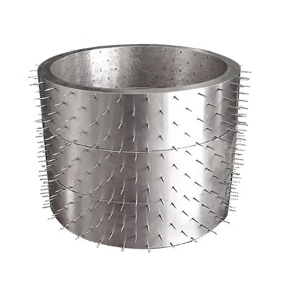 Perforated needle rollers for plastics and textile industries